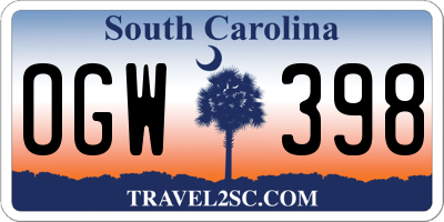 SC license plate OGW398