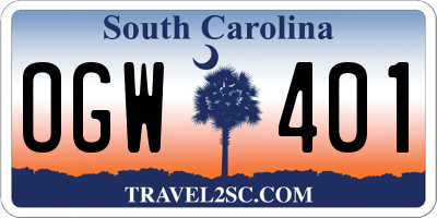 SC license plate OGW401