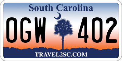 SC license plate OGW402