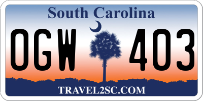 SC license plate OGW403