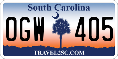 SC license plate OGW405