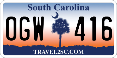 SC license plate OGW416