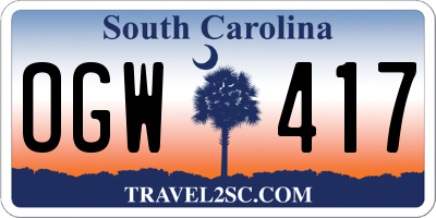 SC license plate OGW417