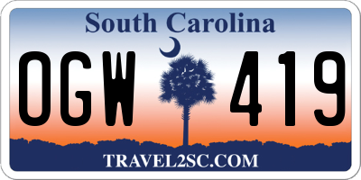 SC license plate OGW419