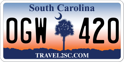 SC license plate OGW420