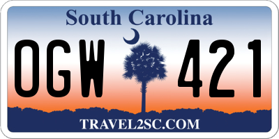 SC license plate OGW421