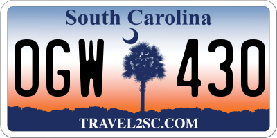 SC license plate OGW430