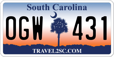 SC license plate OGW431