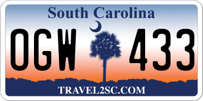 SC license plate OGW433