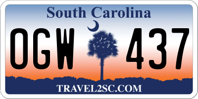 SC license plate OGW437