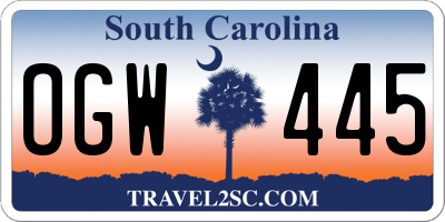 SC license plate OGW445