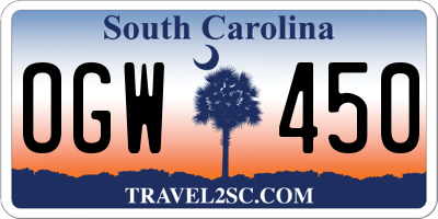 SC license plate OGW450