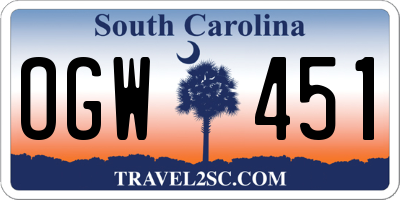 SC license plate OGW451