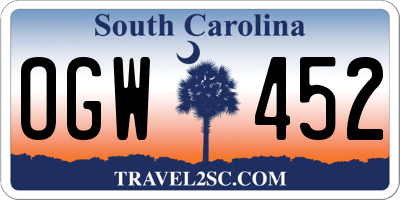 SC license plate OGW452