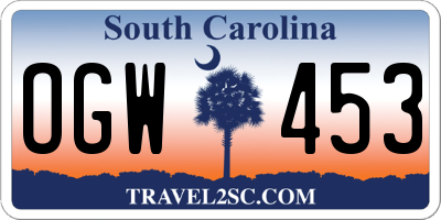 SC license plate OGW453
