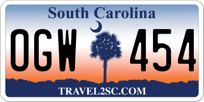 SC license plate OGW454