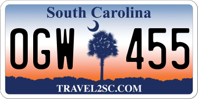 SC license plate OGW455