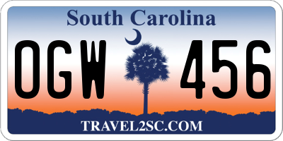 SC license plate OGW456