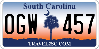 SC license plate OGW457