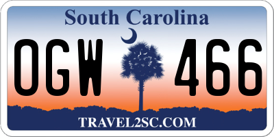 SC license plate OGW466