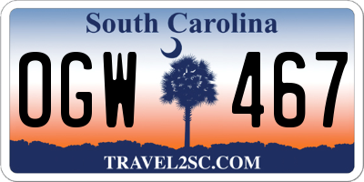 SC license plate OGW467