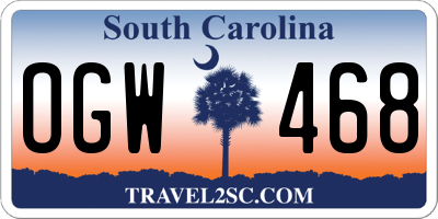 SC license plate OGW468