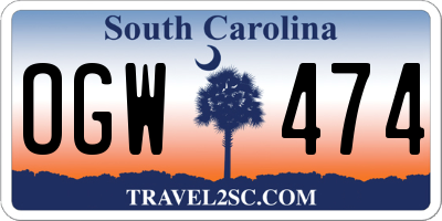 SC license plate OGW474
