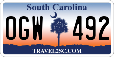 SC license plate OGW492