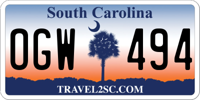 SC license plate OGW494