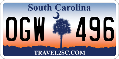 SC license plate OGW496