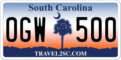 SC license plate OGW500