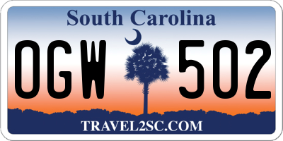 SC license plate OGW502