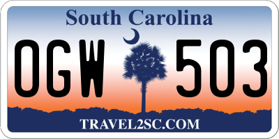 SC license plate OGW503