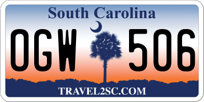 SC license plate OGW506