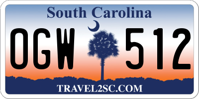 SC license plate OGW512