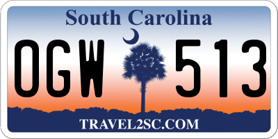 SC license plate OGW513