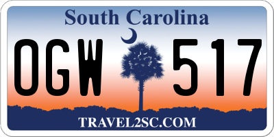 SC license plate OGW517