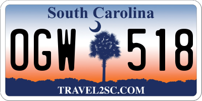 SC license plate OGW518