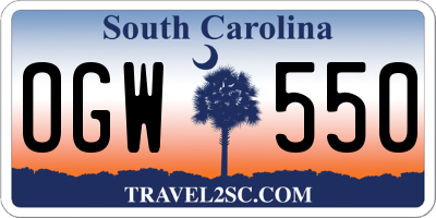 SC license plate OGW550