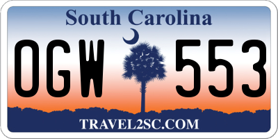 SC license plate OGW553