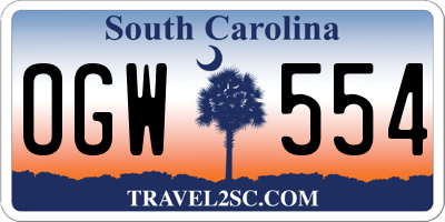 SC license plate OGW554