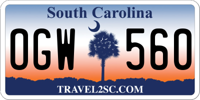 SC license plate OGW560