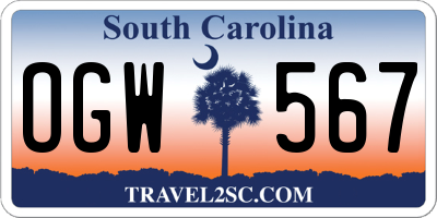 SC license plate OGW567