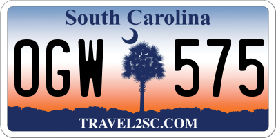 SC license plate OGW575