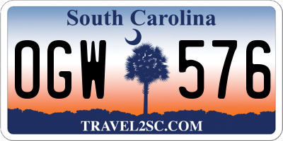 SC license plate OGW576