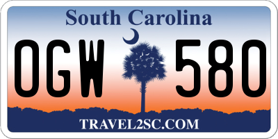 SC license plate OGW580
