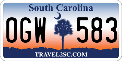 SC license plate OGW583