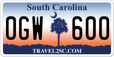 SC license plate OGW600
