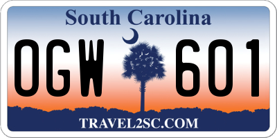 SC license plate OGW601