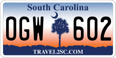 SC license plate OGW602